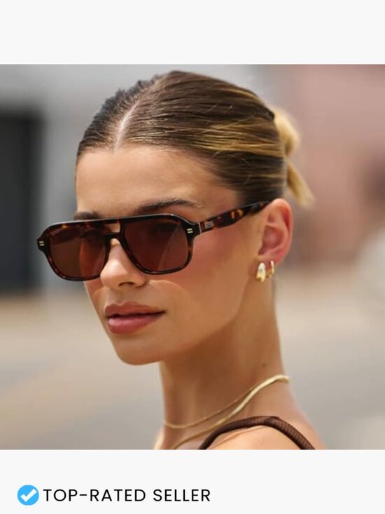Polarized Aviator Sunglasses Acetate Frame Sleek Double Bridge Chic Retro main image 6